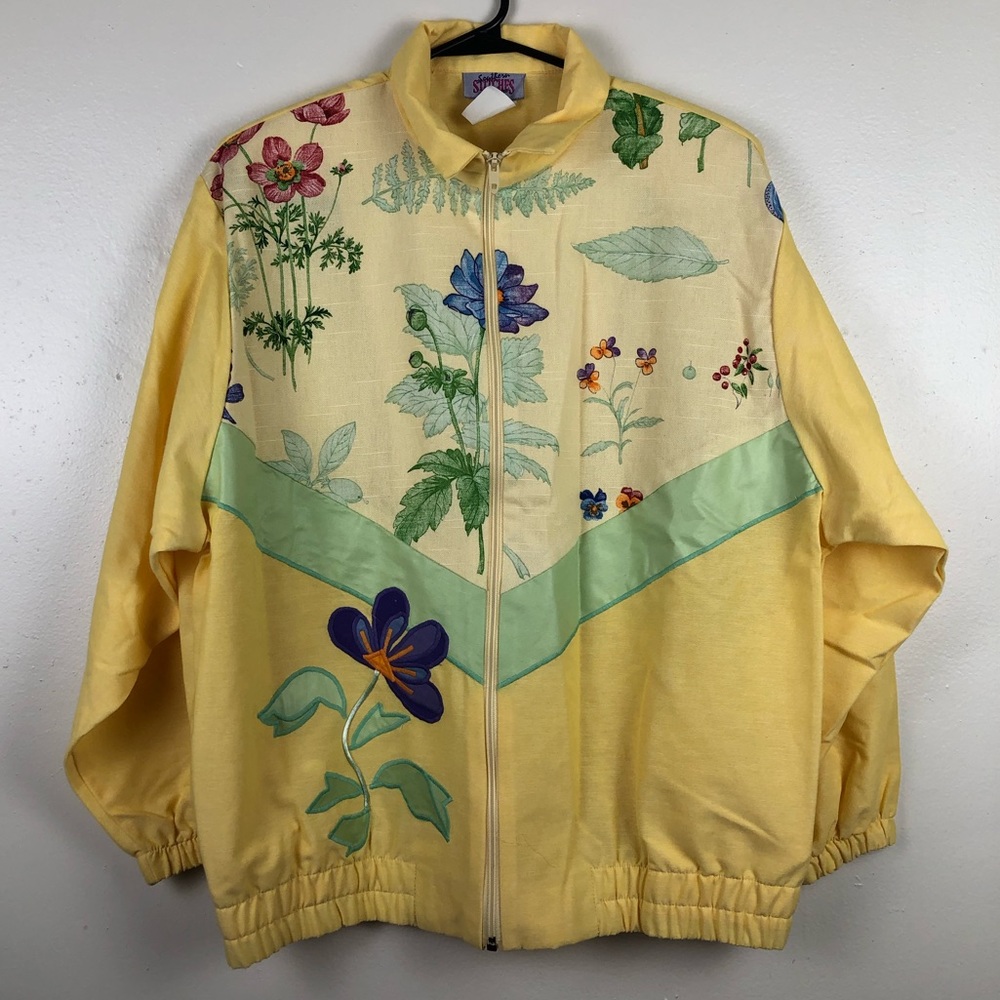 Vintage Southern Stitches and More Yellow Floral Jacket - Picture 1 of 6